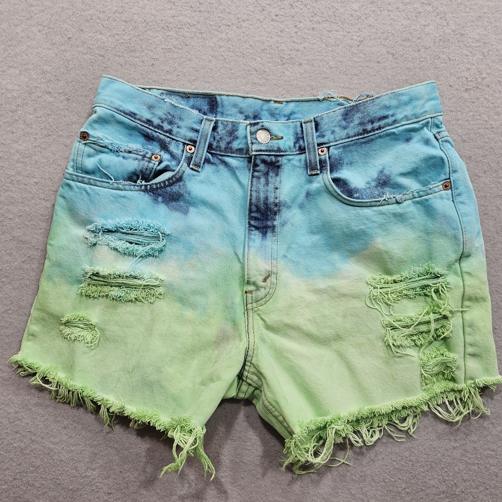 Levis 550 Jean Shorts Cutoffs Upcycled Tye Dye 31x4 High Rise Vtg Y2K Festival
